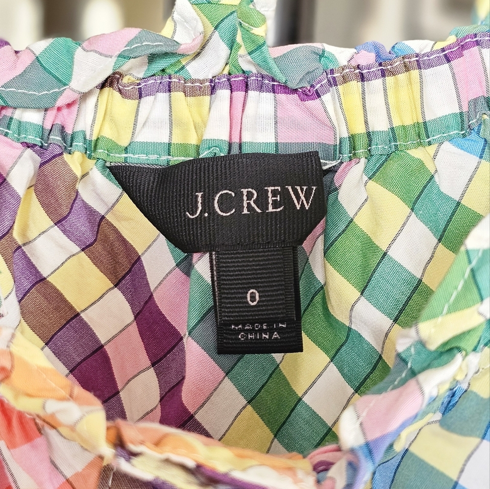 J. Crew Sleeveless Button Front Rainbow Plaid Camisole - Picture 6 of 7